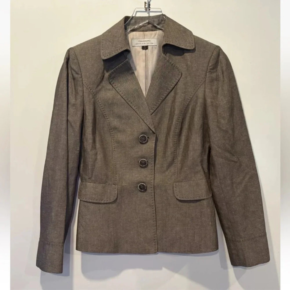 Tahari Arthur S. Levine Women's Brown Linen Blend Blazer Jacket Career 6 (SU)‎ - Picture 1 of 5